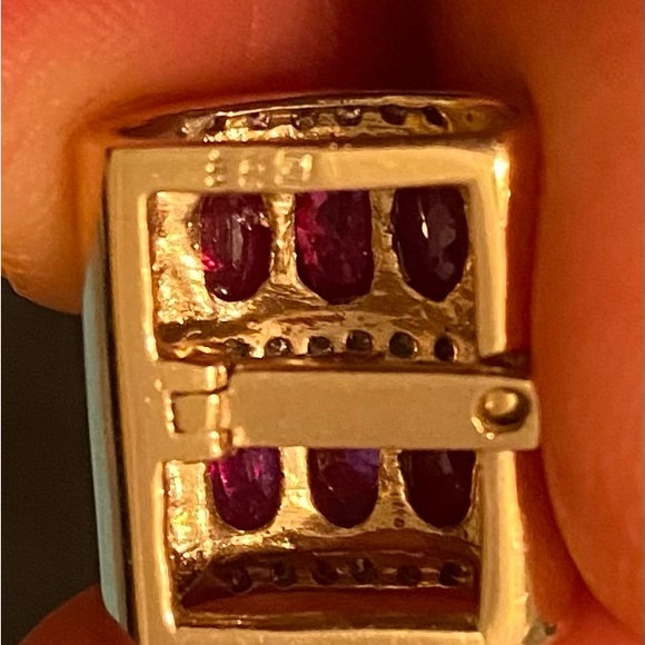 Vintage 14k yellow gold pendant with 6 ruby stones slider with bag - Picture 10 of 15